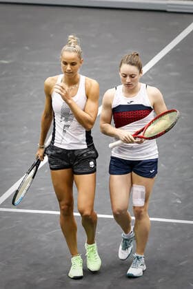 TENNIS - WTA, Tennis Damen Upper Austria Ladies Linz LINZ,AUSTRIA,09.NOV.20 - TENNIS - WTA Tour, Upper Austria Ladies Linz. Image shows Arantxa Rus (NED) and Tamara Zidansek (SLO). GEPAxpictures xManfredxBinder