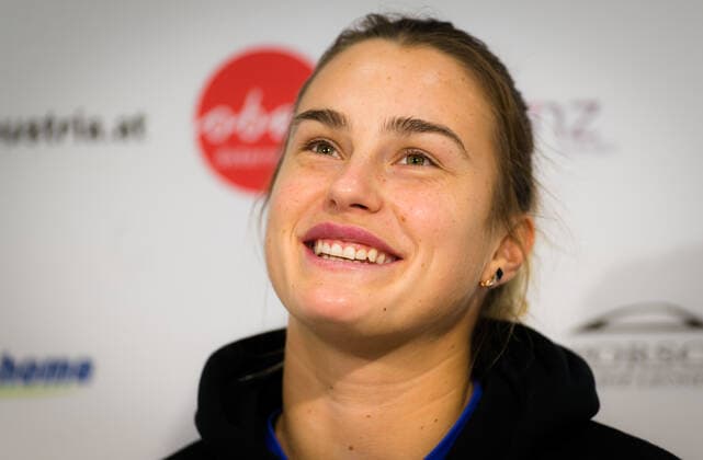 November 9, 2020, Linz, AUSTRIA: Aryna Sabalenka of Belarus talks to the media at the 2020 Upper Austria Ladies Linz WTA, Tennis Damen International tennis tournament Linz AUSTRIA - ZUMAa181 20201109_zaa_a181_039 Copyright: xRobxPrangex