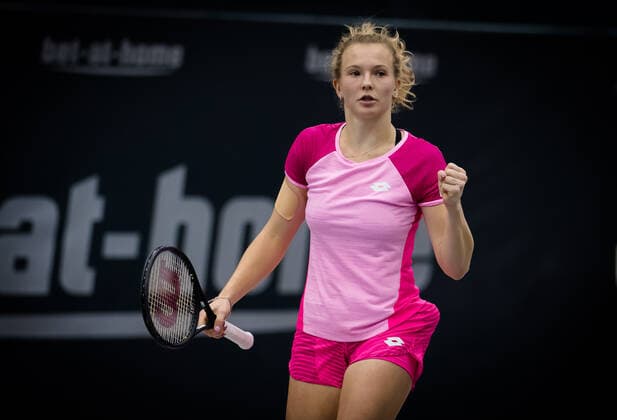 November 9, 2020, Linz, AUSTRIA: Katerina Siniakova of the Czech Republic in action during the first round at the 2020 Upper Austria Ladies Linz WTA, Tennis Damen International tennis tournament against Ekaterina Alexandrova of Russia Linz AUSTRIA - ZUMAa181 20201109_zaa_a181_061 Copyright: xRobxPrangex