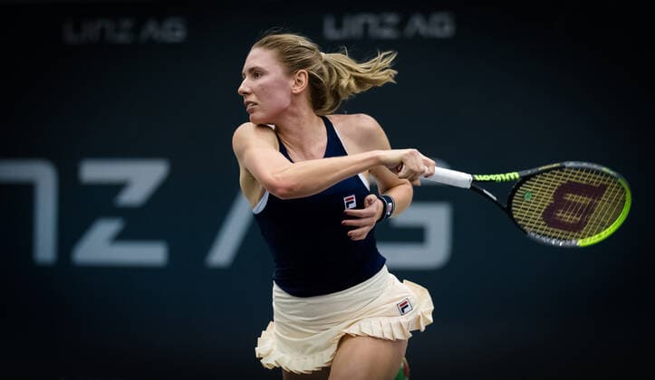November 9, 2020, Linz, AUSTRIA: Ekaterina Alexandrova of Russia in action during the first round at the 2020 Upper Austria Ladies Linz WTA, Tennis Damen International tennis tournament against Katerina Siniakova of the Czech Republic Linz AUSTRIA - ZUMAa181 20201109_zaa_a181_066 Copyright: xRobxPrangex