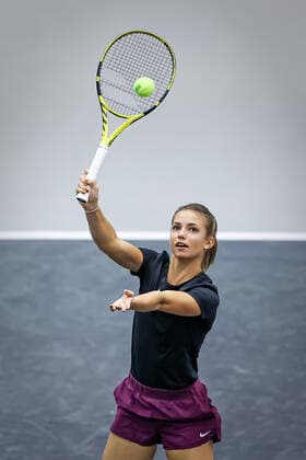 TENNIS - WTA, Tennis Damen Upper Austria Ladies Linz LINZ,AUSTRIA,10.NOV.20 - TENNIS - WTA Tour, Upper Austria Ladies Linz. Image shows Barbara Haas (AUT) during warm up. GEPAxpictures xManfredxBinder