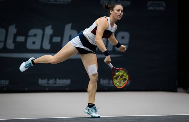 November 10, 2020, Linz, AUSTRIA: Tamara Zidansek of Slovenia in action during the first round at the 2020 Upper Austria Ladies Linz WTA, Tennis Damen International tennis tournament against Arantxa Rus of the Netherlands Linz AUSTRIA - ZUMAa181 20201110_zaa_a181_074 Copyright: xRobxPrangex