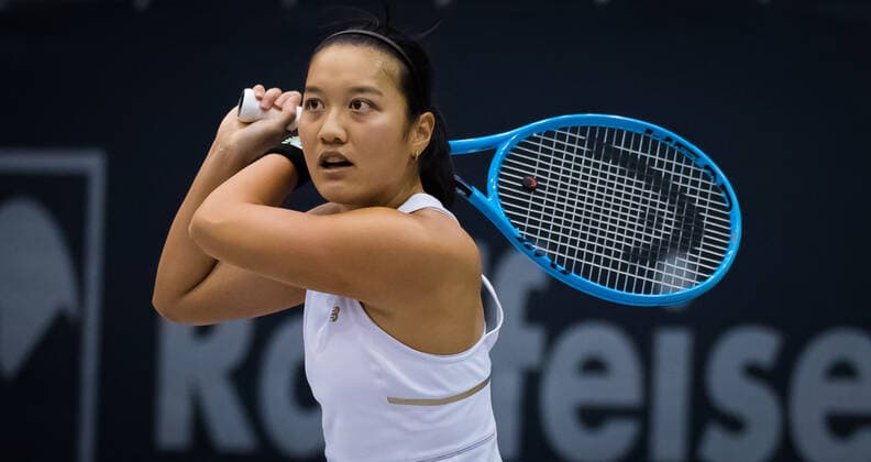 November 10, 2020, Linz, AUSTRIA: Harmony Tan of France in action during the first round at the 2020 Upper Austria Ladies Linz WTA, Tennis Damen International tennis tournament against Barbora Krejcikova of the Czech Republic Linz AUSTRIA - ZUMAa181 20201110_zaa_a181_116 Copyright: xRobxPrangex