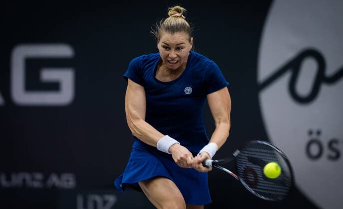 November 10, 2020, Linz, AUSTRIA: Vera Zvonareva of Russia in action during the first round at the 2020 Upper Austria Ladies Linz WTA, Tennis Damen International tennis tournament against Marta Kostyuk of Russia Linz AUSTRIA - ZUMAa181 20201110_zaa_a181_183 Copyright: xRobxPrangex