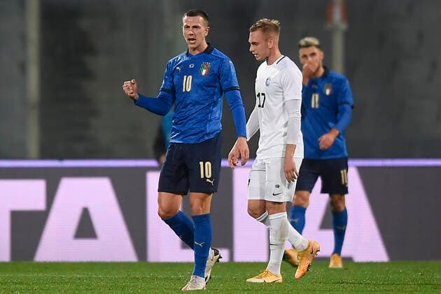 Photo LaPresse - Fabio Ferrari November 11, 2020 Firenze, Italy soccer Italy vs Estonia - Friendly match - & x2018;Artemio Franchi Stadium. In the pic:Federico Bernardeschi (Italy) celebrates after gol 2-0  Copyright: xFabioxFerrari LaPressex