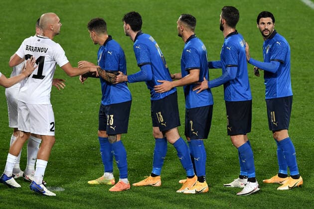 Giovanni Di Lorenzo, Alessandro Bastoni, Danilo D’Ambrosio, Roberto Gagliardini and Roberto Soriano of Italy during the friendly football match between Italy and Estonia at Artemio Franchi Stadium in Firenze (Italy), November, 11th 2020. Photo Andrea Staccioli Insidefoto andreaxstaccioli