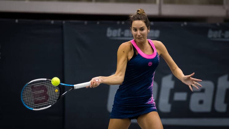 November 12, 2020, Linz, AUSTRIA: Oceane Dodin of France in action during the second round at the 2020 Upper Austria Ladies Linz WTA, Tennis Damen International tennis tournament against Oceane Dodin of France Linz AUSTRIA - ZUMAa181 20201112_zaa_a181_056 Copyright: xRobxPrangex