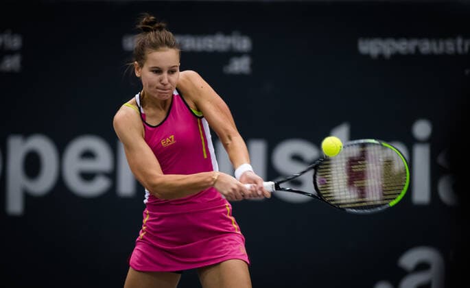 November 12, 2020, Linz, AUSTRIA: Veronika Kudermetova of Russia in action during the second round at the 2020 Upper Austria Ladies Linz WTA, Tennis Damen International tennis tournament against Arantxa Rus of the Netherlands Linz AUSTRIA - ZUMAa181 20201112_zaa_a181_089 Copyright: xRobxPrangex