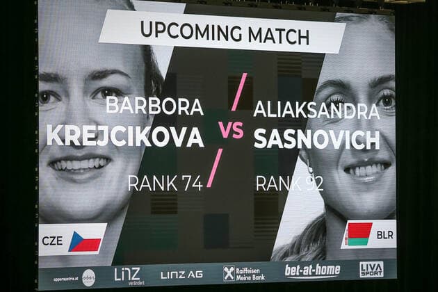 TENNIS - WTA, Tennis Damen Upper Austria Ladies Linz LINZ,AUSTRIA,13.NOV.20 - TENNIS - WTA Tour, Upper Austria Ladies Linz. Image shows the scoreboard. GEPAxpictures xManfredxBinder