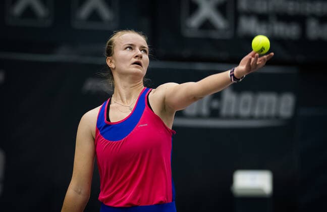 November 13, 2020, Linz, AUSTRIA: Barbora Krejcikova of the Czech Republic in action during the quarter-final of the 2020 Upper Austria Ladies Linz WTA, Tennis Damen International tennis tournament against Aliaksandra Sasnovich of Belarus Linz AUSTRIA - ZUMAa181 20201113_zaa_a181_031 Copyright: xRobxPrangex
