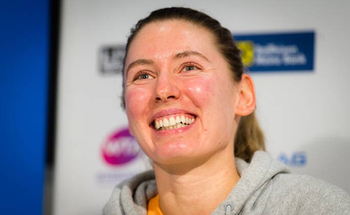 November 13, 2020, Linz, AUSTRIA: Ekaterina Alexandrova of Russia talks to the media after winning the quarter-final of the 2020 Upper Austria Ladies Linz WTA, Tennis Damen International tennis tournament Linz AUSTRIA - ZUMAa181 20201113_zaa_a181_072 Copyright: xRobxPrangex