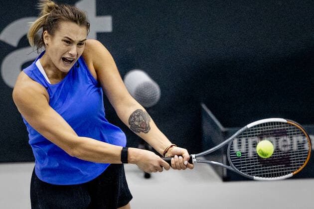 TENNIS - WTA, Tennis Damen Upper Austria Ladies Linz LINZ,AUSTRIA,14.NOV.20 - TENNIS - WTA Tour, Upper Austria Ladies Linz. Image shows Aryna Sabalenka (BLR) during the training. GEPAxpictures xManfredxBinder