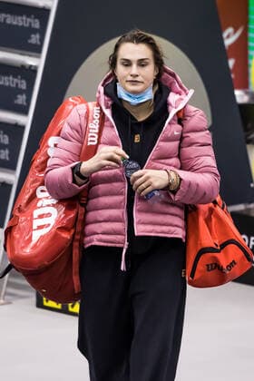 TENNIS - WTA, Tennis Damen Upper Austria Ladies Linz LINZ,AUSTRIA,14.NOV.20 - TENNIS - WTA Tour, Upper Austria Ladies Linz. Image shows Aryna Sabalenka (BLR) during the training. GEPAxpictures xManfredxBinder