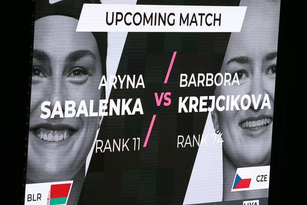 TENNIS - WTA, Tennis Damen Upper Austria Ladies Linz LINZ,AUSTRIA,14.NOV.20 - TENNIS - WTA Tour, Upper Austria Ladies Linz. Image shows the scoreboard. GEPAxpictures xManfredxBinder