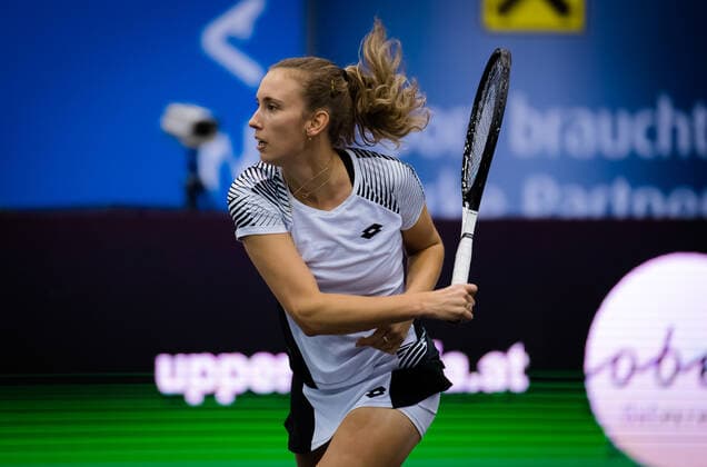 November 14, 2020, Linz, AUSTRIA: Elise Mertens of Belgium in action during the semi-final of the 2020 Upper Austria Ladies Linz WTA, Tennis Damen International tennis tournament against Ekaterina Alexandrova of Russia Linz AUSTRIA - ZUMAa181 20201114_zaa_a181_007 Copyright: xRobxPrangex