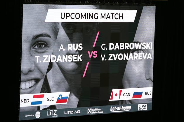 TENNIS - WTA, Tennis Damen Upper Austria Ladies Linz LINZ,AUSTRIA,14.NOV.20 - TENNIS - WTA Tour, Upper Austria Ladies Linz. Image shows the scoreboard. GEPAxpictures xManfredxBinder