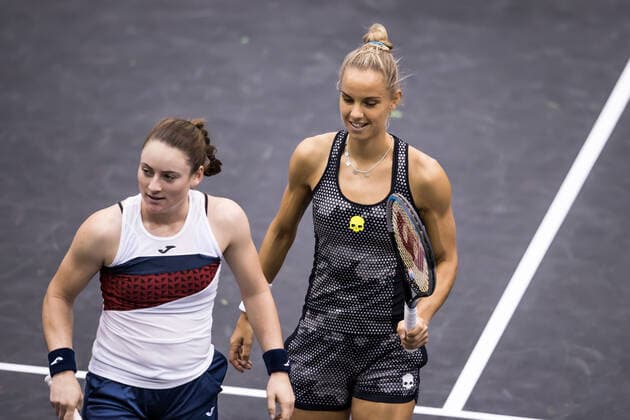 TENNIS - WTA, Tennis Damen Upper Austria Ladies Linz LINZ,AUSTRIA,14.NOV.20 - TENNIS - WTA Tour, Upper Austria Ladies Linz. Image shows Arantxa Rus (NED) and Tamara Zidansek (SLO). GEPAxpictures xManfredxBinder