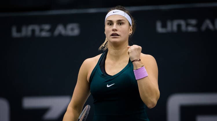 November 14, 2020, Linz, AUSTRIA: Aryna Sabalenka of Belarus in action during the semi-final of the 2020 Upper Austria Ladies Linz WTA, Tennis Damen International tennis tournament against Barbora Krejcikova of the Czech Republic Linz AUSTRIA - ZUMAa181 20201114_zaa_a181_053 Copyright: xRobxPrangex