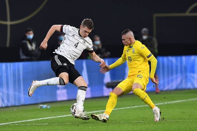 Football, Men, Season 2020 21, Nations League League League A, Group 4, 5 Matchday in Leipzig, Germany Ukraine, from Matthias Ginter Germany , Aleksandr Zubkov Ukraine , 14 11 2020, Copyright: xMatthiasxKochx