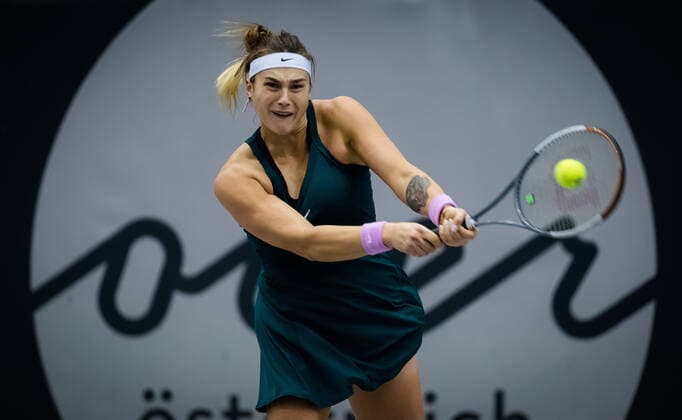 November 15, 2020, Linz, AUSTRIA: Aryna Sabalenka of Belarus in action during the final of the 2020 Upper Austria Ladies Linz WTA, Tennis Damen International tennis tournament against Elise Mertens of Belgium Linz AUSTRIA - ZUMAa181 20201115_zaa_a181_164 Copyright: xRobxPrangex
