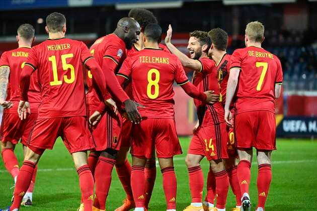 LEUVEN, BELGIUM - NOVEMBER 15 : Youri Tielemans midfielder of Belgium celebrates scoring the opening goal during the UEFA Nations League match group stage final tournament - League A - Group 2 between Belgium and England on November 15, 2020 in Leuven, Belgium, 15 11 2020 ( Photo by Vincent Kalut Photonews FOOTBALL : UEFA Nations League - League A - Group 2 - Belgique vs Angleterre - 15 11 2020 PHOTONEWS PANORAMIC 