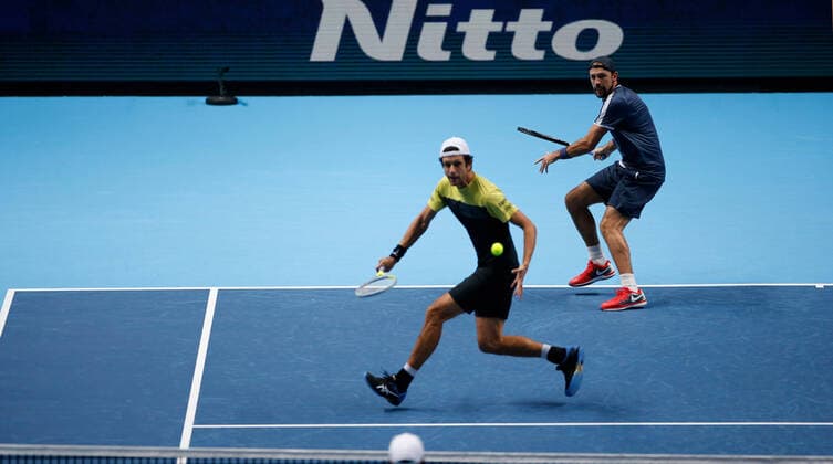 TENNIS - ATP, Tennis Herren Finals 2020 LONDON,ENGLAND,15.NOV.20 - TENNIS - ATP Finals, doubles. Image shows Marcelo Melo (BRA) and Lukasz Kubot (POL). GEPAxpictures xATPxTour xEllaxLi