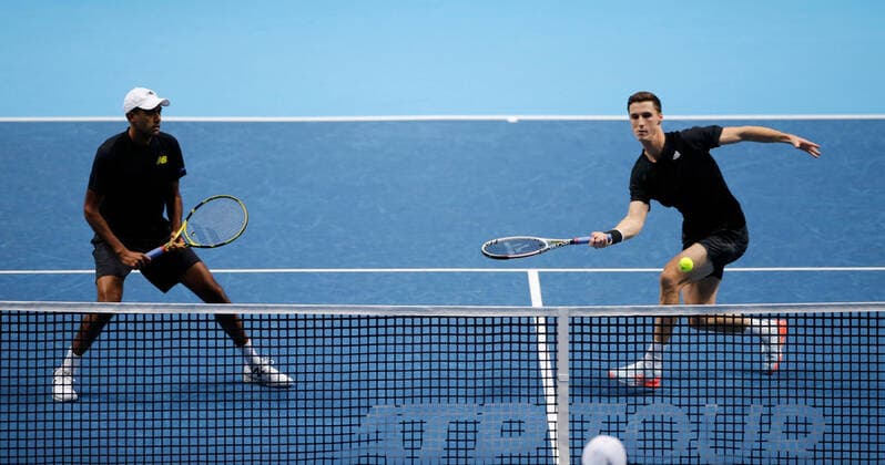 TENNIS - ATP, Tennis Herren Finals 2020 LONDON,ENGLAND,15.NOV.20 - TENNIS - ATP Finals, doubles. Image shows Rajeev Ram (USA) and Joe Salisbury (GBR). GEPAxpictures xATPxTour xEllaxLi