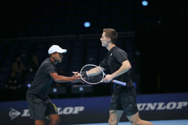 TENNIS - ATP, Tennis Herren Finals 2020 LONDON,ENGLAND,15.NOV.20 - TENNIS - ATP Finals, doubles. Image shows Rajeev Ram (USA) and Joe Salisbury (GBR). GEPAxpictures xATPxTour xEllaxLi