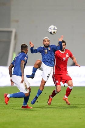 REGGIO EMILIA 15.11.2020 MECZ 5. KOLEJKA LIGA NARODOW GRUPA A1 SEZON 2020 21: WLOCHY - POLSKA --- 2020-21 UEFA NATIONS LEAGUE GROUP A1 FOOTBALL MATCH: ITALY - POLAND EMERSON PALMIERI LORENZO INSIGNE BARTOSZ BERESZYNSKI FOT. PIOTR KUCZA FOTOPYK NEWSPIX.PL --- Newspix.pl  201115PYK0051