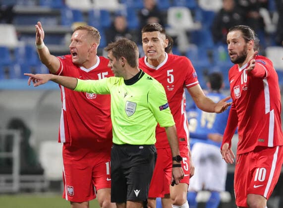 UEFA Nations League Italy vs Poland UEFA Nations League Italy vs Poland on November 15, 2020 in Reggio nell???Emilia, Italy. Pictured: Clement Louis Jean Turpin, Kamil Glik, Jan Bednarek, Grzegorz Krychowiak