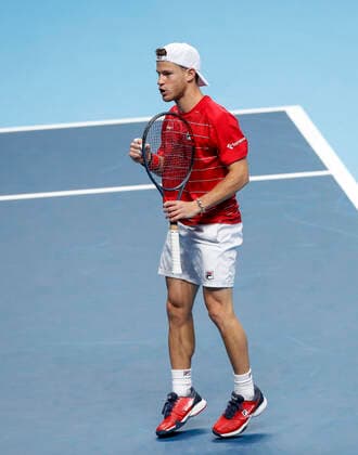 (201119) -- LONDON, Nov. 19, 2020 -- Diego Schwartzman of Argentina reacts during the singles group match against Alexander Zverev of Germany at the ATP, Tennis Herren World Tour Finals 2020 in London, Britain, on Nov. 18, 2020. ) (SP)BRITAIN-LONDON-TENNIS-ATP FINALS-DAY 4 HanxYan 