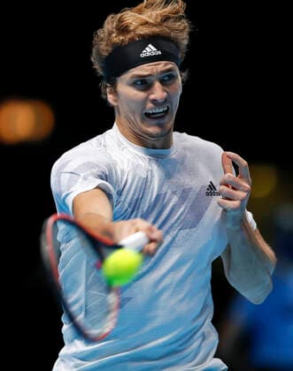 (201119) -- LONDON, Nov. 19, 2020 -- Alexander Zverev of Germany hits a return during the singles group match against Diego Schwartzman of Argentina at the ATP, Tennis Herren World Tour Finals 2020 in London, Britain, on Nov. 18, 2020. ) (SP)BRITAIN-LONDON-TENNIS-ATP FINALS-DAY 4 HanxYan 