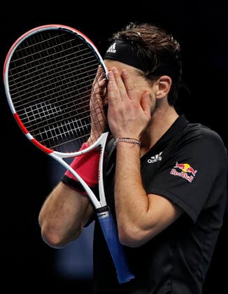 (201122) -- LONDON, Nov. 22, 2020 -- Dominic Thiem of Austria celebrates after winning the the singles group semifinal against Novak Djokovic of Serbia at the ATP, Tennis Herren World Tour Finals 2020 in London, Britain, Nov. 21, 2020. ) (SP)BRITAIN-LONDON-TENNIS-ATP FINALS-SEMIFINAL HanxYan 