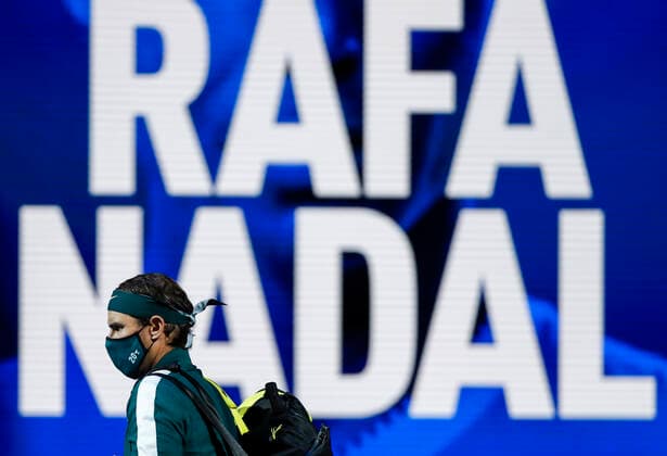 (201122) -- LONDON, Nov. 22, 2020 -- Rafael Nadal of Spain enters the court before the singles semifinal against Daniil Medvedev of Russia at the ATP, Tennis Herren World Tour Finals 2020 in London, Britain, on Nov. 21, 2020. ) (SP)BRITAIN-LONDON-TENNIS-ATP FINALS-SEMIFINAL HanxYan 