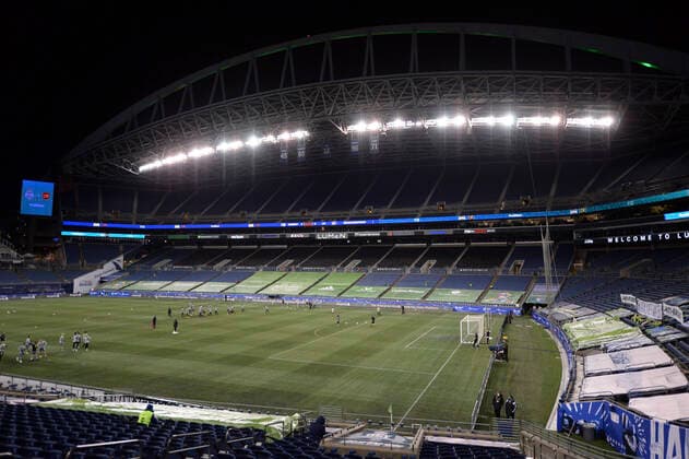 SEATTLE, WA - NOVEMBER 24: A look at the newly branded Lumen Field during a MLS, Fussball Herren, USA Cup Playoff match between the Seattle Sounders and LAFC on November 24, 2020, at Lumen Field in Seattle, WA. (Photo by Jeff Halstead Icon Sportswire) SOCCER: NOV 24 MLS Cup Playoffs Western Conference Round One - Los Angeles FC at Seattle Sounders FC Icon201124001