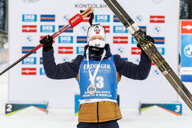 Bilder des Jahres 2020, Sport 11 November Sport Themen der Woche KW48 Sport Bilder des Tages 201129 Johannes Thingnes Bo of Norway celebrates after the menÂ s 10 km Sprint during the IBU World Cup on November 29, 2020 in Kontiolahti. Photo: Kalle Parkkinen BILDBYRAN COP 211 KP0004 skidskytte biathlon ibu world cup kontiolahti menÂ s 10 km sprint bbeng jubel *** 201129 Johannes Thingnes Bo of Norway celebrates after the menÂ 10 km Sprint during the IBU World Cup on November 29, 2020 in Kontiolahti Photo Kalle Parkkinen BILDBYRAN COP 211 KP0004 skidskytte Biathlon ibu world cup Kontiolahti menÂ s 10 km Sprint bbeng jubel,  Copyright: KALLExPARKKINEN BB201129BB056