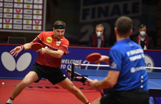 Table tennis Bundesliga Borussia Düsseldorf 1 FC Saarbrücken TT 29 11 2020 Timo Boll Bor Düsseldorf Action in the match against Patrick Franziska HM