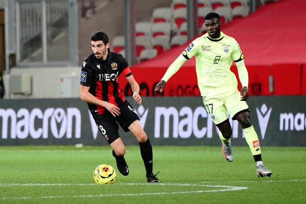 Pierre Lees Melou (OGC Nice) FOOTBALL : OGC Nice vs Dijon FCO - Ligue 1 Uber Eats - Nice - 29 11 2020 NorbertScanella PanoramiC 