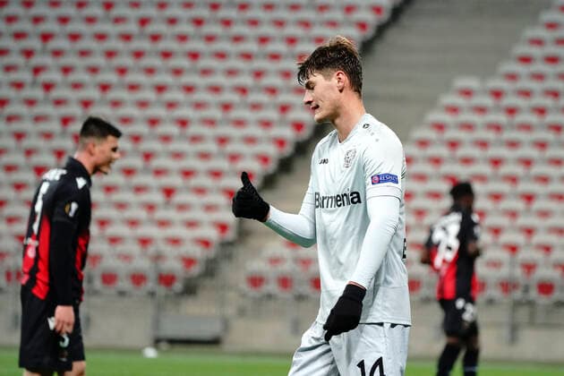 Patrik Schick (Bayer Leverkusen) FOOTBALL : OGC Nice vs Bayer Leverkusen - Europa Ligue - Nice - 03 12 2020 NorbertScanella PanoramiC 