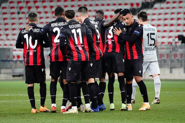 Joie - Dan Ndoye (OGC Nice) FOOTBALL : OGC Nice vs Bayer Leverkusen - Europa Ligue - Nice - 03 12 2020 NorbertScanella PanoramiC 