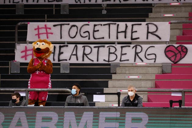 BBL easyCredit Basketball Bundesliga Season 2020 2021 4 Matchday on Thursday, 03 December 2020 at the Telekom Dome Telekom Baskets Bonn Hamburg Towers Mascot Bonni Bonn Telekom Baskets Bonn Hamburg Towers