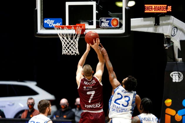 06 12 2020, easyCredit Basketball Bundesliga, BBL, Season 2020 2021, Men, Chemnitz Niners Fraport Skyliners Frankfurt Jonas Richter, Niners Chemnitz Chemnitz Messe Chemnitz Sachsen Germany