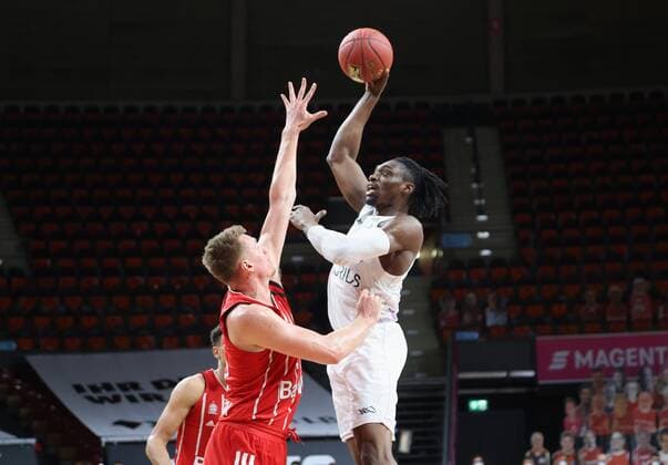 Leon RADOSEVIC 43 FCBB vs Goettingens 12 Tai ODIASE Basketball, FC Bayern Goettingen, Bundesliga, Season 2020 2021, on 6 12 2020 in Munich, A U D I D O M E, Germany Source Copyright Credit Oryk HAIST xx