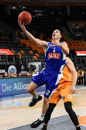 GER, EuroCup, ratiopharm ulm vs Buducnost VOLI Podgorica 08 12 2020, ratiopharm arena, Neu Ulm, GER, EuroCup, ratiopharm ulm vs Buducnost VOLI Podgorica, in the picture basket layer by Nikola Ivanovic Podgorica, 2 nordphotoxHafner nph00200