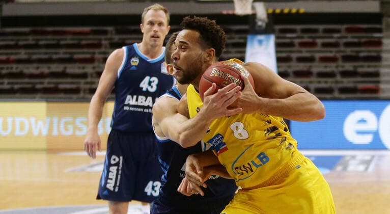 Ludwigsburg , Basketball easyCredit BBL Bundesliga , MHP GIANTS Ludwigsburg vs Alba Berlin , Elias Harris Riesen