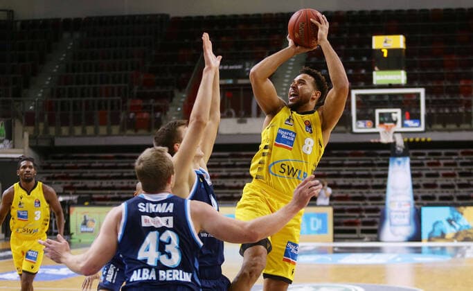 Ludwigsburg , Basketball easyCredit BBL Bundesliga , MHP GIANTS Ludwigsburg vs Alba Berlin , Elias Harris Riesen