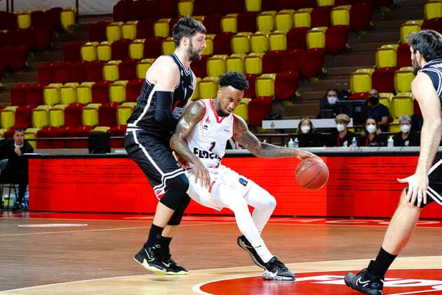 Dee Bost (AS Monaco) BASKETBALL : AS Monaco vs Vitus Bologne - Eurocup - Monaco - 09 12 2020 NorbertScanella PanoramiC 