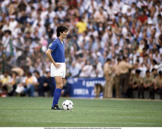 11th July 1982, Mdrid, Spain; PAOLO ROSSI, ITALY 3 v West Germany 1, World Cup Final, Santiago Bernabeu, Madrid, Spain,  ActionPlus82071151 ACTIONxPLUS