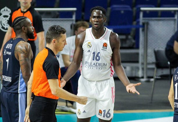 December 10, 2020, Madrid, MADRID, SPAIN: Usman Garuba of Real Madrid protest during Euroligue basketball match played between Real Madrid and Zenit San Petersburgo at Wizink Center on December 10, 2020 in Madrid, Spain. Madrid SPAIN - ZUMAa181 20201210_zaa_a181_034 Copyright: xIrinaxR.xHipolitox