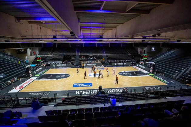 BBL easyCredit Basketball Bundesliga Season 2020 2021 2 matchday on Thursday, 10 December 2020 at edel optics de Arena in Hamburg Hamburg Towers Jobstairs Giessen 46ers Overview edel optics de Arena Hamburg Towers Jobstairs Giessen 46ers